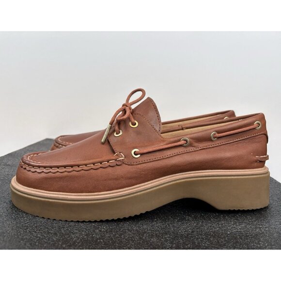 Sperry Women's 12 Bayside Boat Shoe Sahara Brown Leather Chunky (STS89211) - Picture 2 of 16